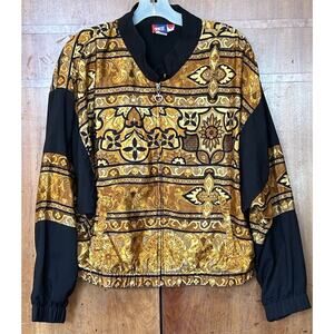 VTG Tail Women’s Silky Floral Print Bomber Jacket Medium OversizedY2K Fly Girl